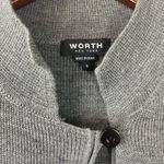 Worth Gray Wool & Leather Sleeveless Open Front Cardigan Duster Vest Small Photo 7