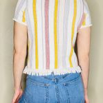 Madewell White, Yellow & Red Stripe Fringe Beach Vibe Shirt Photo 5