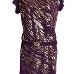 Bluheaven Purple Front Foil Belted Dress Size M Photo 3