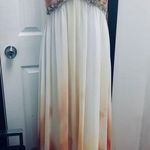 Cachet sweetheart neckline gemstone chiffon dress Orange Size 12 Photo 0