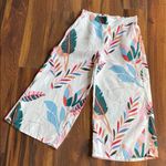Cynthia Rowley  100% Linen Wide Leg Ankle Pull On Pants Tropical Flowers Pockets Photo 0