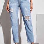 SheIn Light Wash Ripped Mom Jeans Photo 0