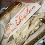 La Regale  women’s Vintage cream purse sequin beaded gold metal handle Photo 5