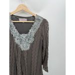 Pretty Angel  Tunic WOmen Large Gray Lace V Neck Silk Blend Whimsigoth Dark Fairy Photo 3