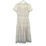 NWT Böhme Short Sleeve Lace Midi Dress Ivory Size Small White Photo 4