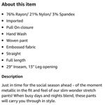 Nic+Zoe NWT Metallic Skinny Pant Photo 10