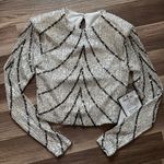Sequin Embellished White and Black Top Size XXS Photo 0