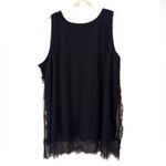 LOGO By Lori Goldstein LOGO LAVISH by Lori Goldstein embroidered tank with eyelash lace trim Photo 2