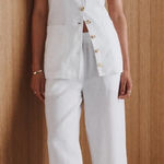 Quince  100% European Linen Pants White Medium Beach Coastal Vacation Athleisure Photo 0