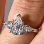 Zales 1.50CT Diamond Pear Shape 3 Stone Engagement Ring Diamonds Anniversary Band .925 Photo 4