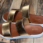 MIA  Metallic Gold Slide Sandals Photo 0