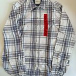 Jachs Girlfriend Women Plaid Button-Up Shirt Blue/White Long Sleeve Soft Flannel Photo 0