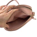 Dusty Pink Small Trendy Crossbody Faux Leather Suede Double Zip Bag Photo 7