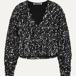 Rotate Birger Christensen Black Masha Sequined Blouse XS Photo 0