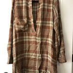 Plaid Cotton Shirt Dress Sz Sm Brown Photo 0