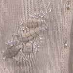 Vintage Harilela's Ivory Angora Blend Pearl Button Beaded Cardigan Size 40 Size L Photo 6