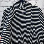 L.L. Bean Women’s Navy Blue Striped Open Front Cardigan Supima Cotton Medium Photo 3