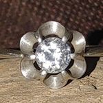 Vtg Avon Sterling Silver 925 Solitaire CZ Ring Size 11Ribbon Floral Engagement Photo 1