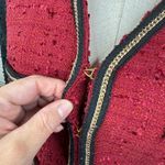 Mango Tweed Boucle Blazer/Jacket Burgundy & Black with Chain Details-Small Photo 2