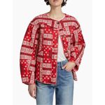 nwt RARE damson madder Anthropologie Macy reversible gingham printed jacket coat White Size 10 Photo 5