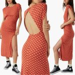 Free People Lakeside Heart Printed Midi Maxi Dress Small Ginger Rust Brown Fall Photo 4