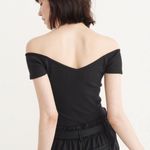 Abercrombie & Fitch A&F Black Ribbed V Neck Crop Photo 1