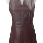 She & Sky  Maroon Red Sleeveless Faux Leather Vegan A Line Mini Dress Size M Photo 0