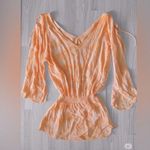 Tiare Hawaii  Women’s Orange Tie Sleeve Blouse Photo 0