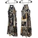 Isabel Marant Etoile Sabba Strappy Bandana Print Midi Dress Black Ochre Size 10 Photo 2