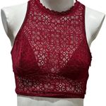 Victoria's Secret  Red Lace High Neck Bralette S Floral Lace Adjustable Back Photo 0
