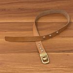 JP Long Horn Studded Brown Leather Gold Buckle Belt Waist 28” Photo 1