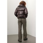 SAVE THE DUCK Ishya Puffer Black Brown Copper Moto Quilted Coat Jacket Size S Photo 2