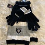 NFL  RAIDERS SCARF AND GLOVES SET  COLOR BLCK WHITE AND SILVER BRAND NEW Photo 7