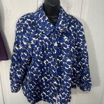 Sandro  Blue and White Print Women’s Big Button  Blazer Size 1X EUC Photo 2