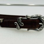 Brighton Allegro Swirl Faux Croc Embossed Brown Leather Belt Silver Buckle Sz M Photo 0