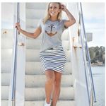 Helly Hansen  Naiad Blie Striped Mini Skirt XS Gray Navy Blue Active Nautical Photo 1