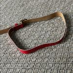 Pearl Accessories Vintage Red Patent Leather Gold Logo Belt 980 Photo 5