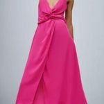 ZARA MIDI V-NECK DRESS w/ Knot Spaghetti Straps Slit Hem Pink Size XS NEW Photo 0