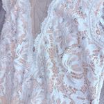 Betsy and Adam Betsy Adam white / cream lace rhinestone long cap sleeve wedding dress formal 10 Photo 2