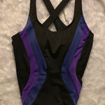 Lands' End  Black‎ Swimsuit with Purple Accents Photo 0