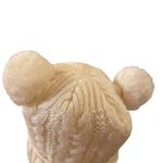 Cream Cable knit Teddy Bear Pom Pom Ears Beanie sherpa lined Fall winter Hat Photo 1