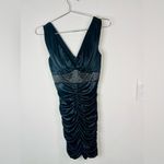 Pompous Girly Black Satin Ruched Bodycon Mini Dress Sz Small Embellished Waist Photo 1