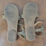 J.Crew Womens Sandals 7 Tan Black Animal Leopard Print Calf Hair Strappy Flats Photo 8