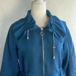 Ann Taylor Ruched Sleeve Full Zip Anorak Jacket Navy Blue Size XS Photo 4