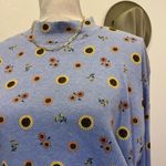 White Stag Cottage Blue Soft Sunflower Fall Printed Long Sleeve Turtleneck Shirt NEW Photo 5
