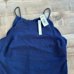 AQUA NWT  Navy Blue Sleeveless Halter Neck Scalloped Trim Mini Skater Dress Sz L Photo 4