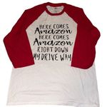 Hanes Raglan Long Sleeve T-Shirt Women’s Size Medium Red And White 60% Cotton 40% Poly Photo 0