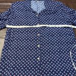 Cherokee Vintage Y2K‎  Short Sleeve Floral Button Up Shirt Women M Rayon USA Navy Photo 12