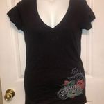 Harley Davidson Harley-Davidson Size L House of H-D Black Red Rose V-Neck Graphic Tee Photo 0