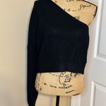 Women's Sweater Solid One Shoulder Sweater Size M Black Size M Photo 6
